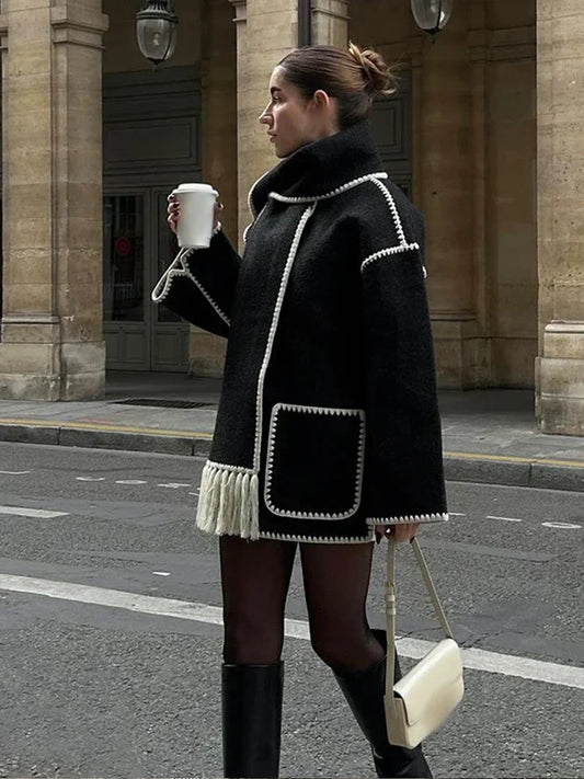 POZIE | Bohème-Mantel mit Schal