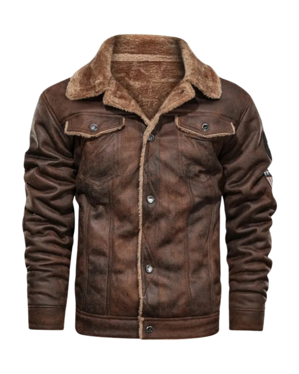 Elegante Warme Fleece Lederjacke