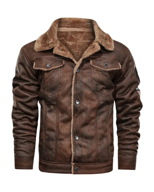 Elegante Warme Fleece Lederjacke