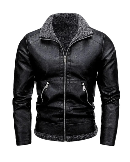 Elegante Fleece Lederjacke