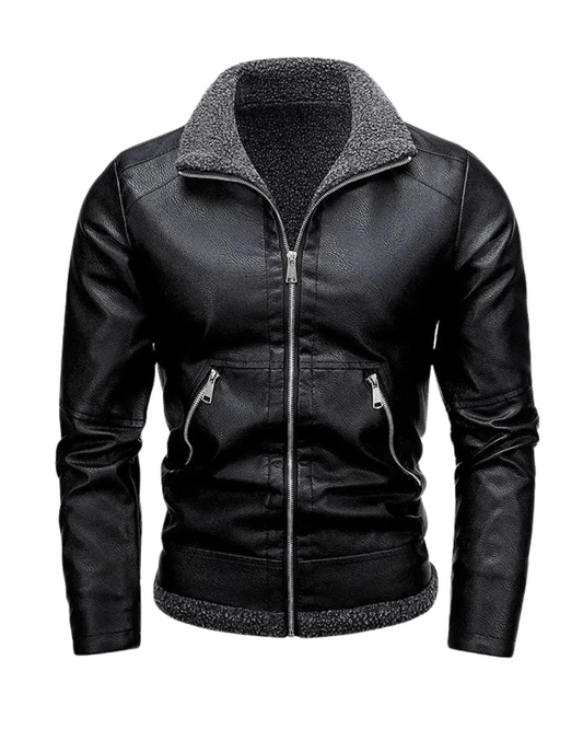 Elegante Fleece Lederjacke