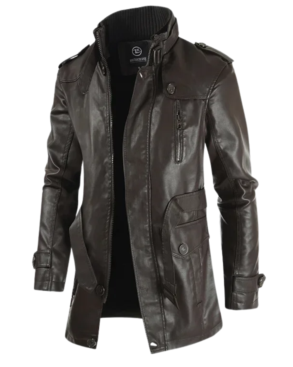 Elegante Lange Biker Lederjacke