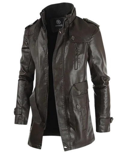 Elegante Lange Biker Lederjacke