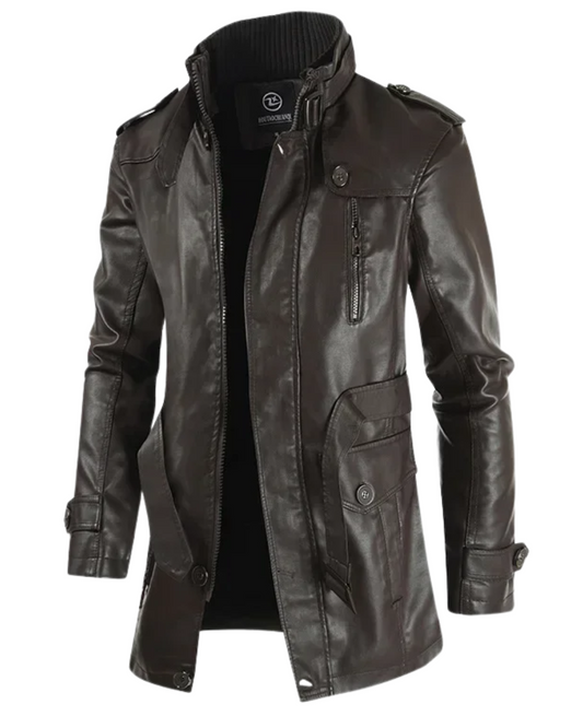 Elegante Lange Biker Lederjacke