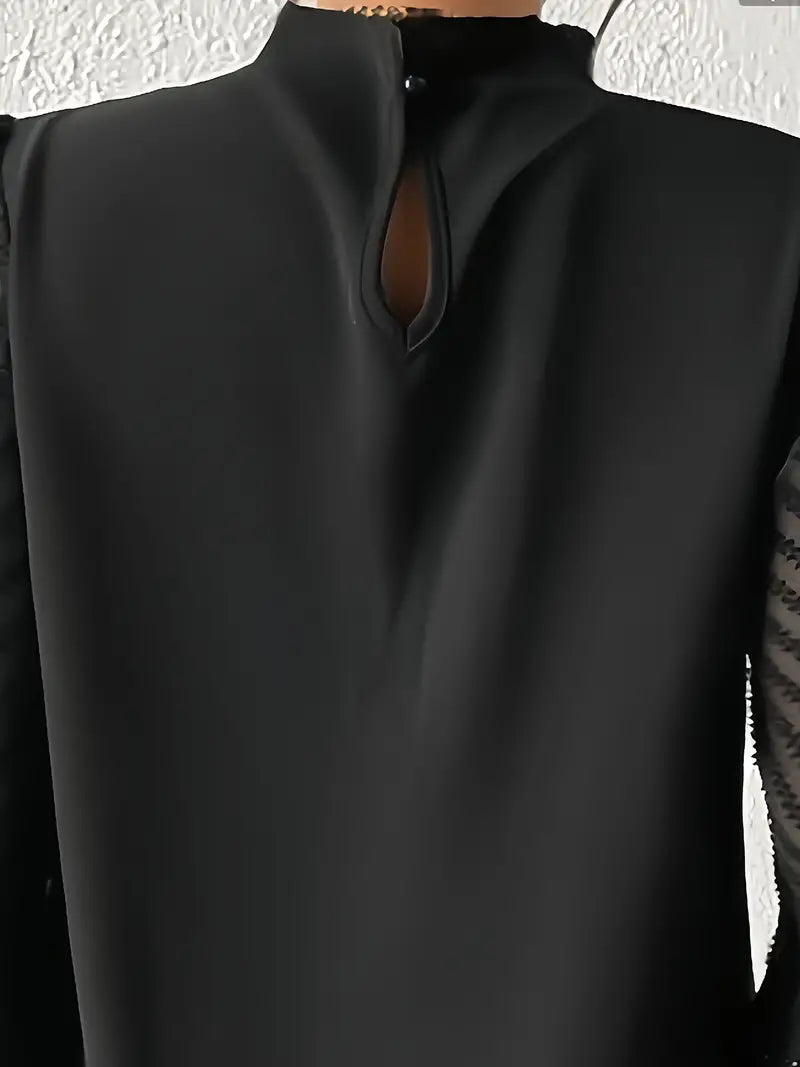 Kolbrun | Schicker plissierter top mit netzärmeln für damen