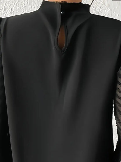 Kolbrun | Schicker plissierter top mit netzärmeln für damen