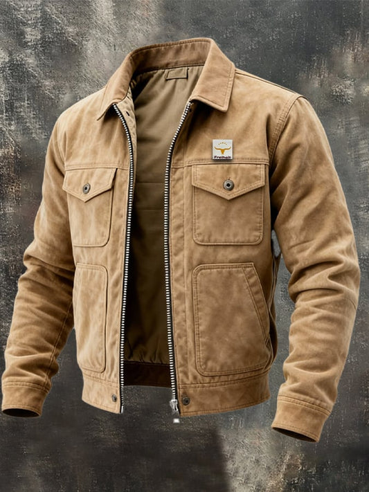 Herren Retro Baumwoll-Twill Jacke - Mehrere Taschen