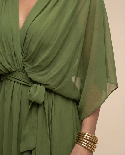 Monica – Fließendes Chiffon-Kleid mit V-Ausschnitt | Salzburg Mode