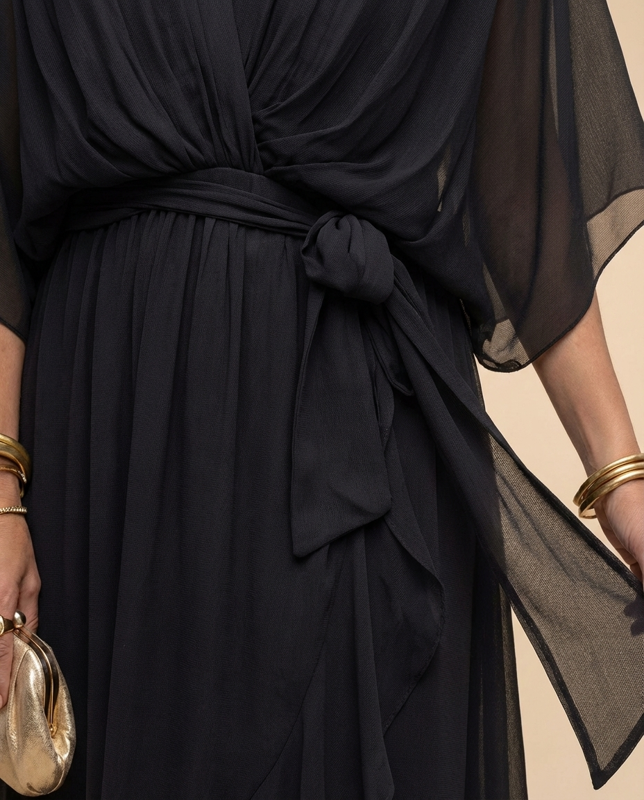 Monica – Fließendes Chiffon-Kleid mit V-Ausschnitt | Salzburg Mode