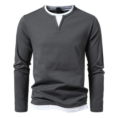 Philip - Casual Langarm-Shirt Herren V-Ausschnitt