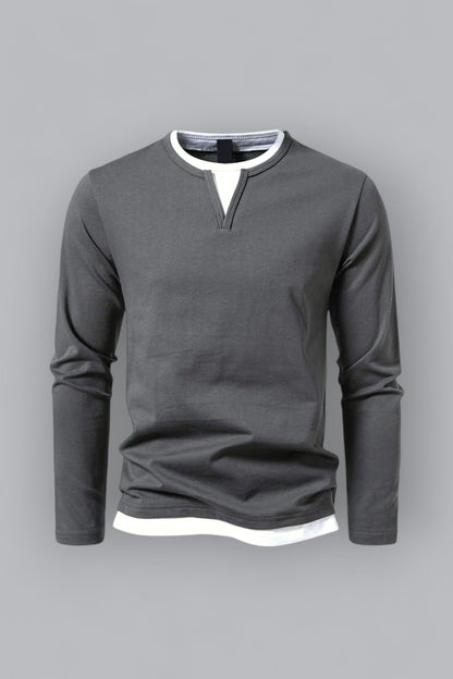 Philip - Casual Langarm-Shirt Herren V-Ausschnitt