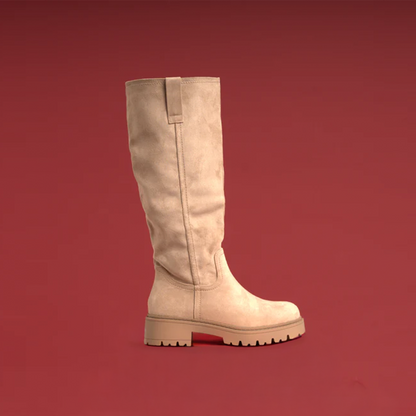 Elvira Beige Hohe Stiefel – Elegante Damen-Overknee-Stiefel in Beige