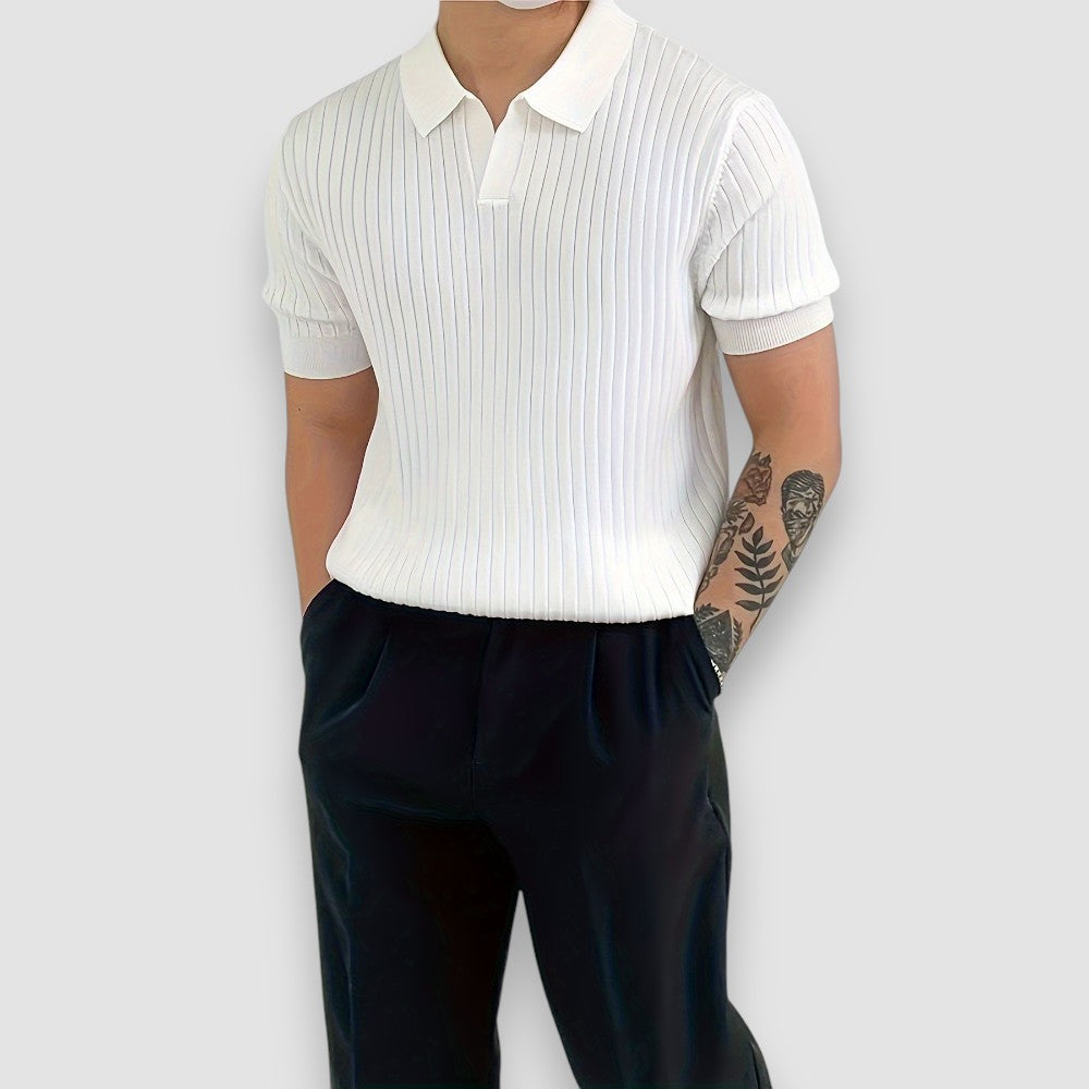 Vallo | Geripptes Kurzarm Herren Polo-Shirt