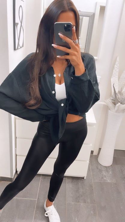 Kurze Oversize Musselin Bluse in Schwarz – Zeitlose Sophistication | MUSSELIN LIEBE