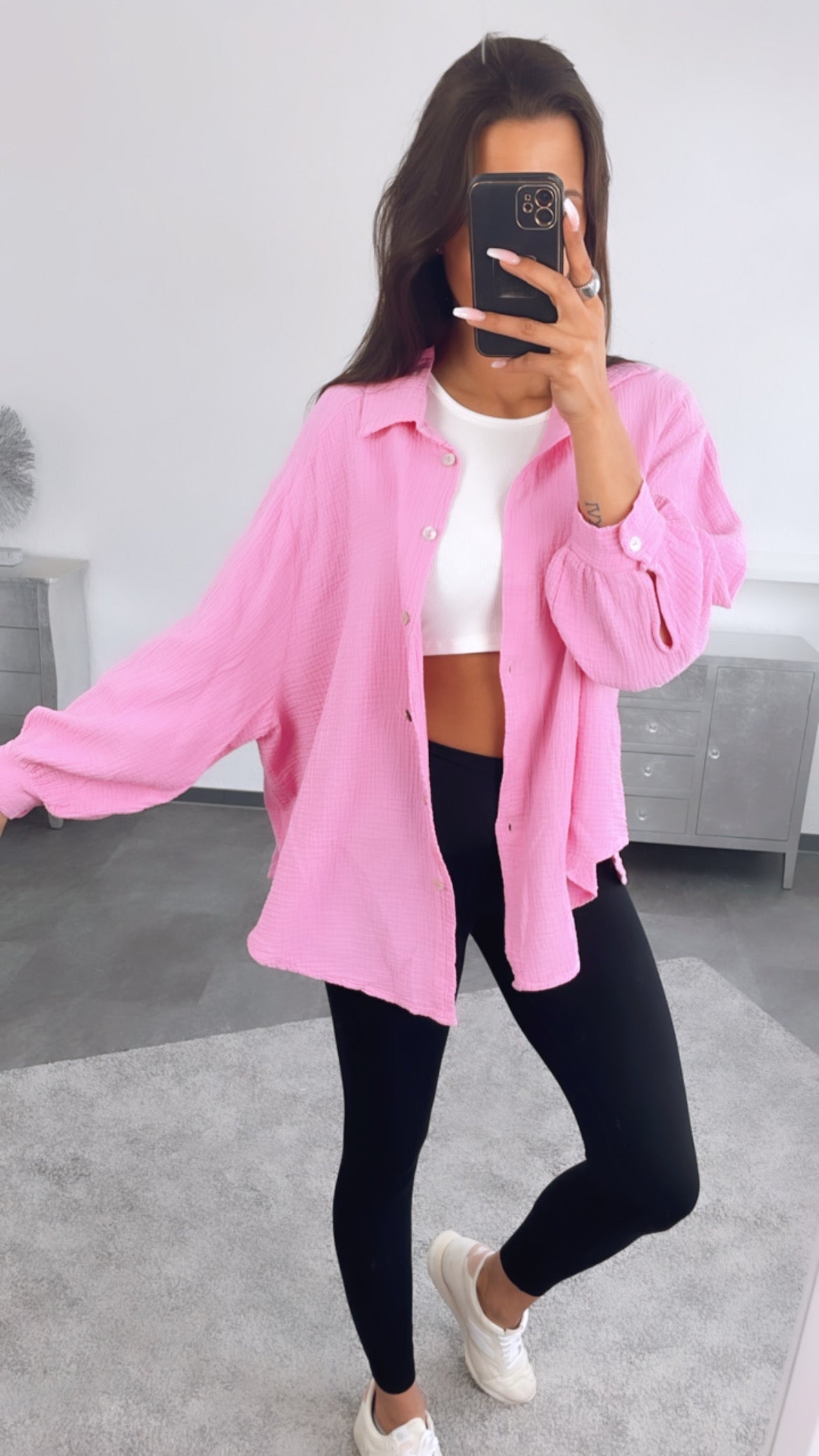 Kurze Oversize Musselin Bluse in Soft Pink – Zarte Eleganz | MUSSELIN LIEBE