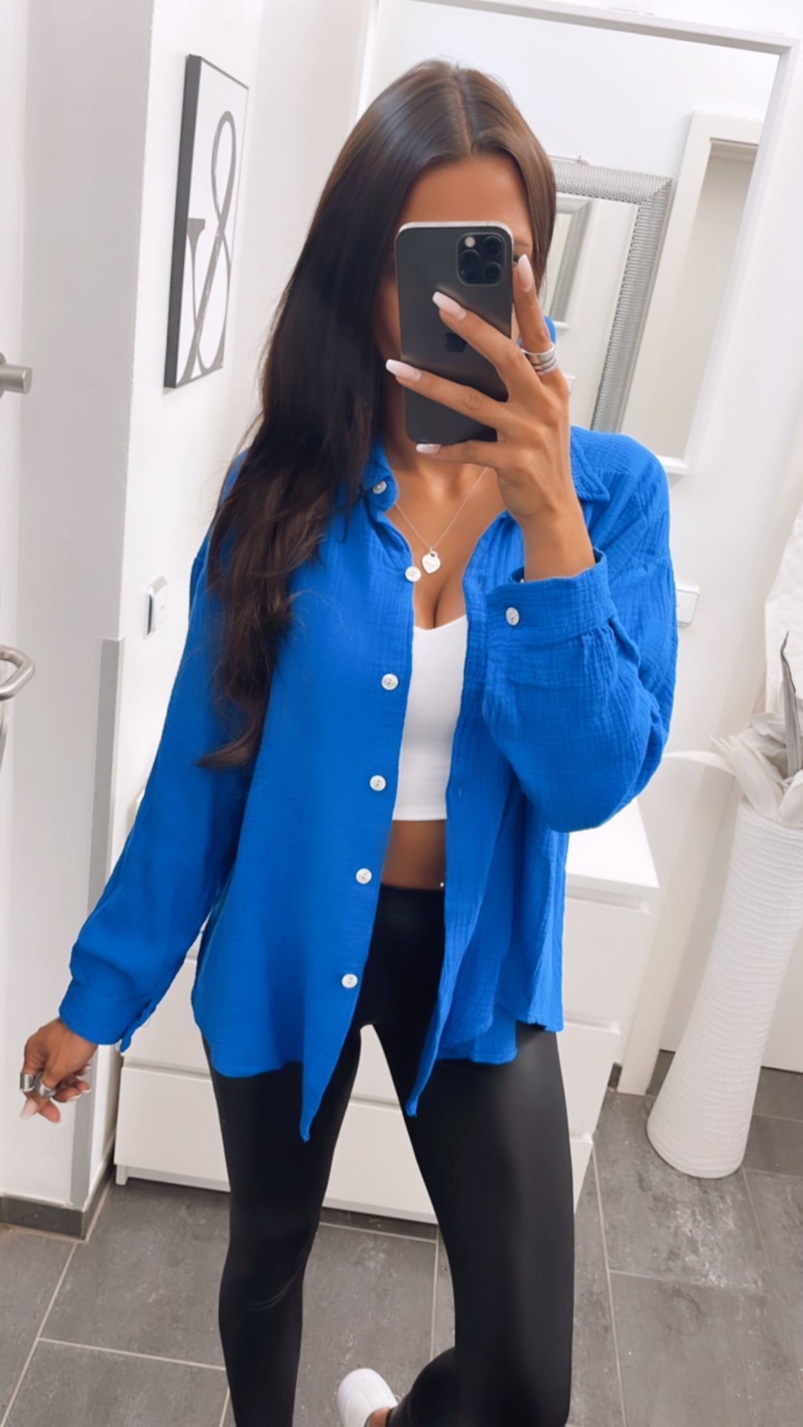 Kurze Oversize Musselin Bluse in Royal Blau – Königliche Eleganz | MUSSELIN LIEBE
