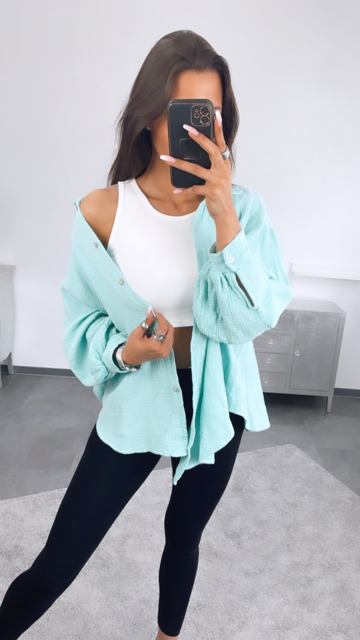 Kurze Oversize Musselin Bluse in Light Mint – Frische Leichtigkeit | MUSSELIN LIEBE