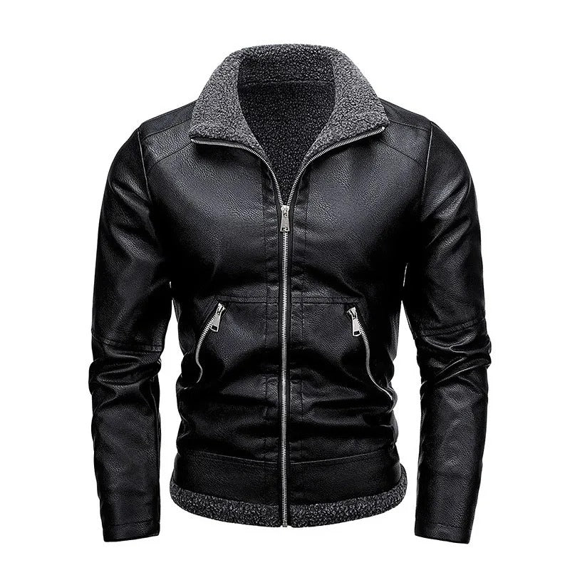 Elegante Fleece Lederjacke