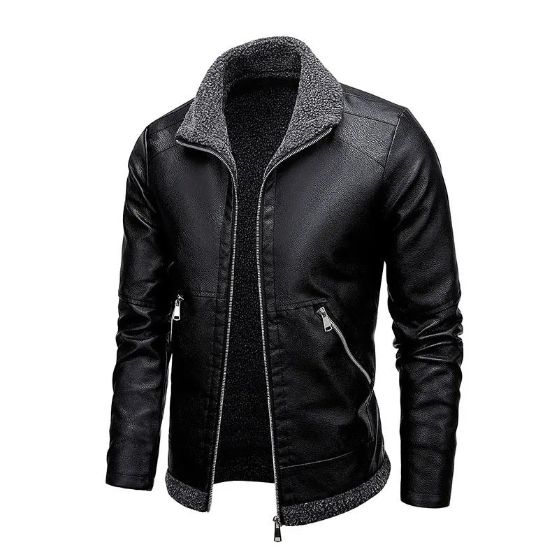 Elegante Fleece Lederjacke
