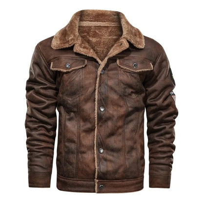 Elegante Warme Fleece Lederjacke
