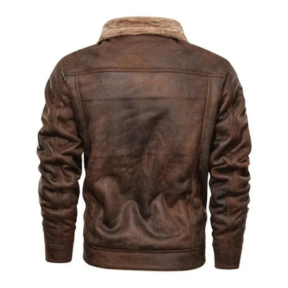 Elegante Warme Fleece Lederjacke