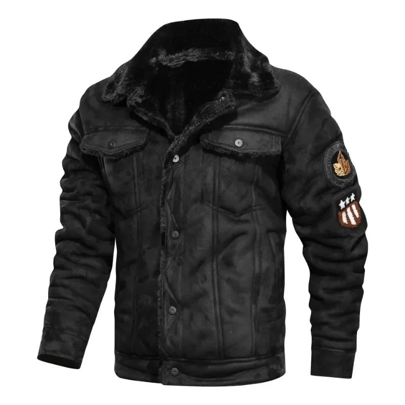 Elegante Warme Fleece Lederjacke