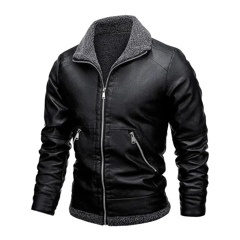 Elegante Fleece Lederjacke