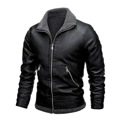 Elegante Fleece Lederjacke