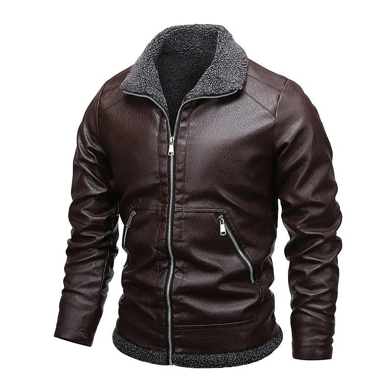Elegante Fleece Lederjacke