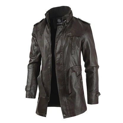 Elegante Lange Biker Lederjacke