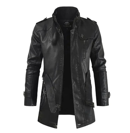 Elegante Lange Biker Lederjacke