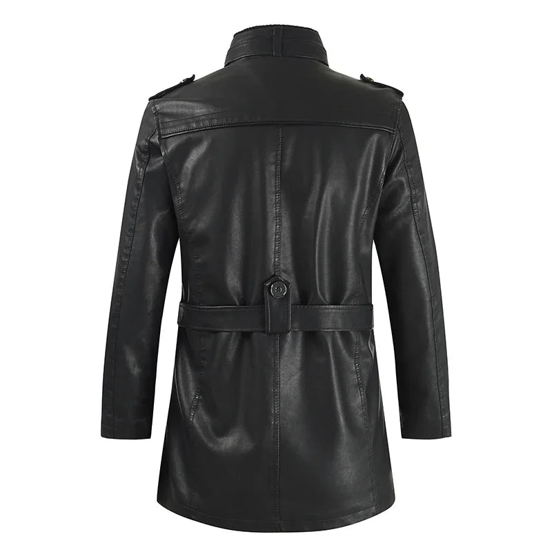 Elegante Lange Biker Lederjacke
