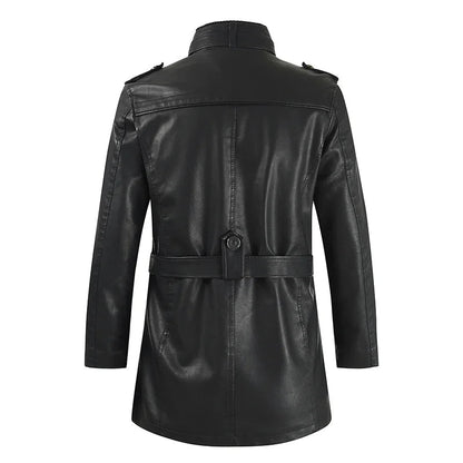 Elegante Lange Biker Lederjacke