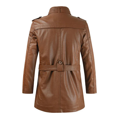 Elegante Lange Biker Lederjacke
